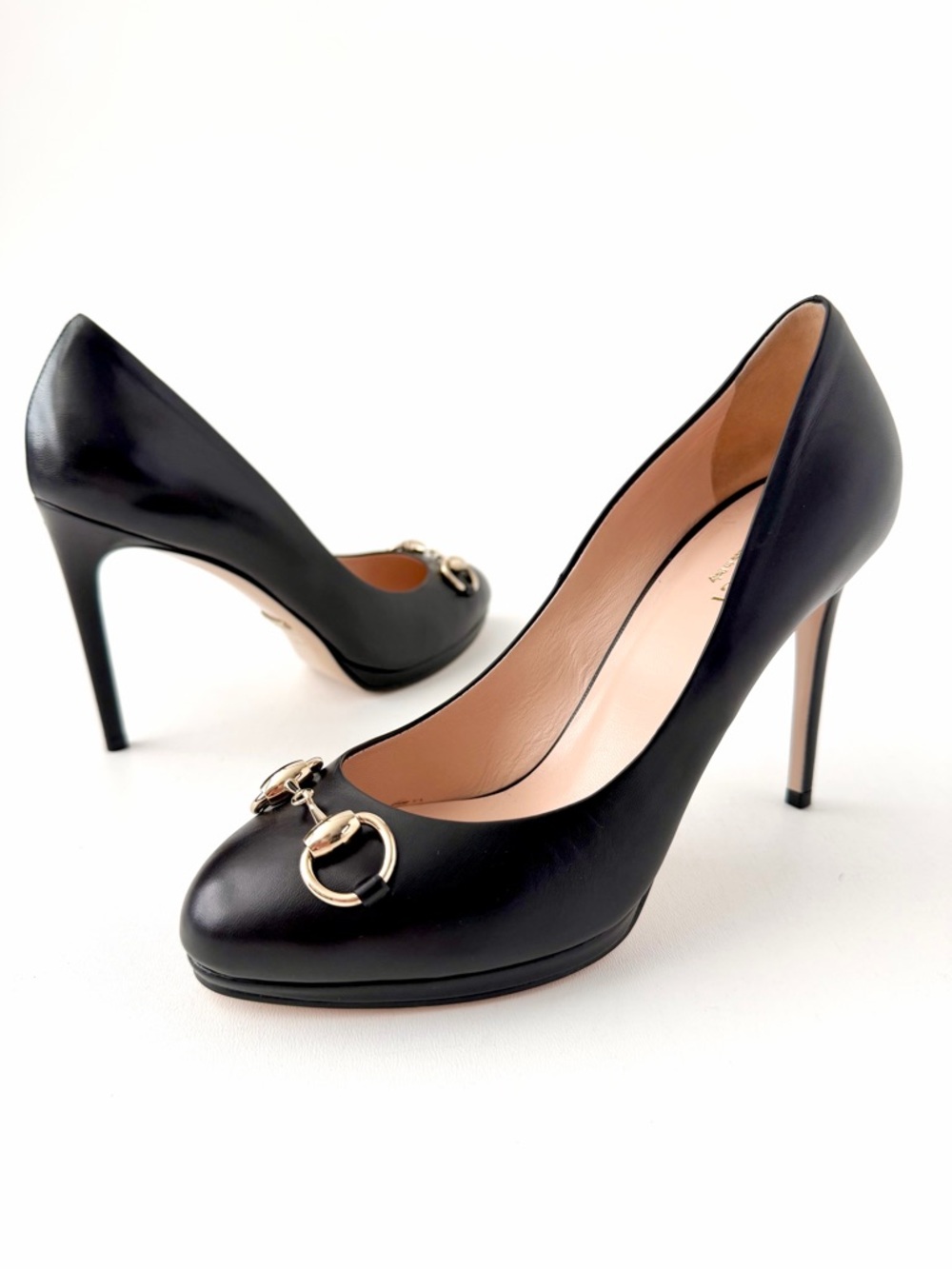 GUCCI | Horsebit Platform Pumps Black Leather High Heels EU 38 - Picture 3 of 15